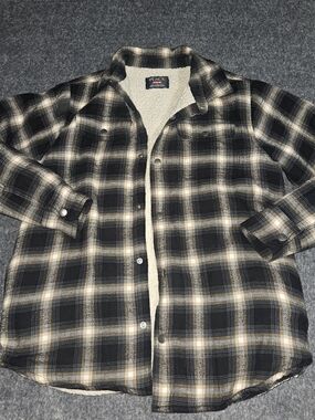 The Children's Place Black & Tan Sherpa-Lined Plaid Jacket